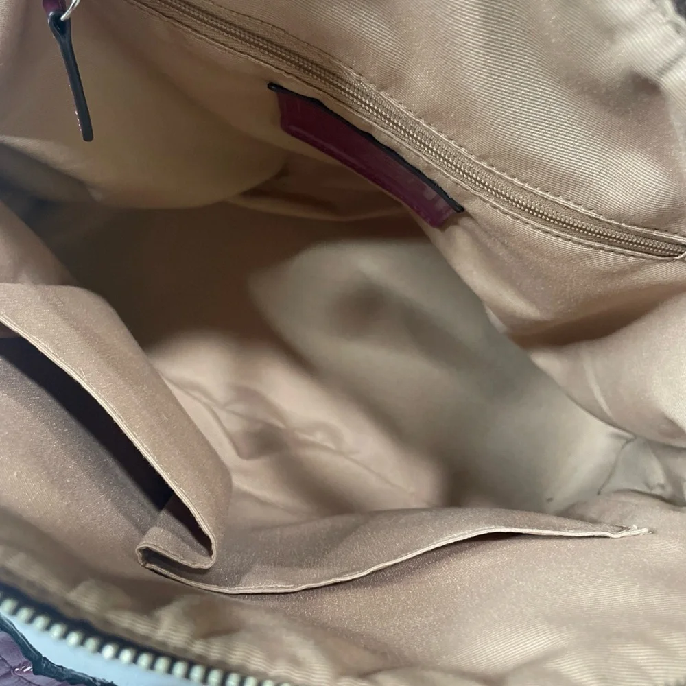 Coach Peyton Signature Cora Domed Satchel Bag Brown Coated Canvas Purple Leather - Picture 9 of 13